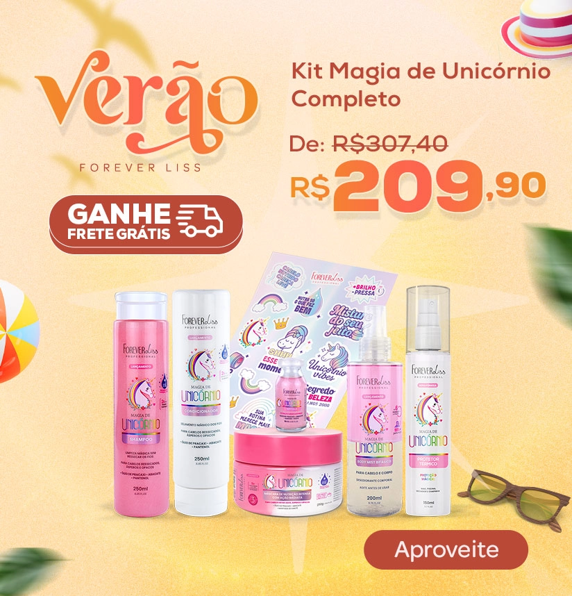 Banner Ver&atilde;o Forever Liss - Kit Completo Magia de Unic&oacute;rnio - Forever Liss