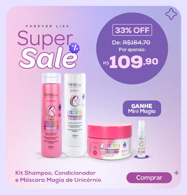 Banner Super Sale - Kit Shampoo, Condicionador e Máscara Magia de Unicórnio GANHE MINI MÁGIA