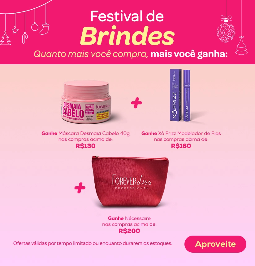 Banner Festival de Brindes - mini mascara, xo frizz e necessaire 