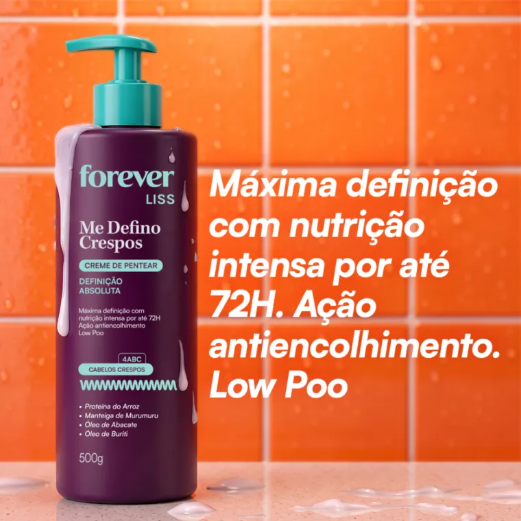 Creme de Pentear Me Defino Crespos Forever Liss 500g Produto Creme de Pentear Me Defino Crespos Forever Liss 500g