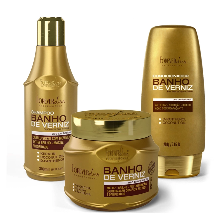 Produto Kit Banho de Verniz com Shampoo Condicionador e Máscara 250g Forever Liss