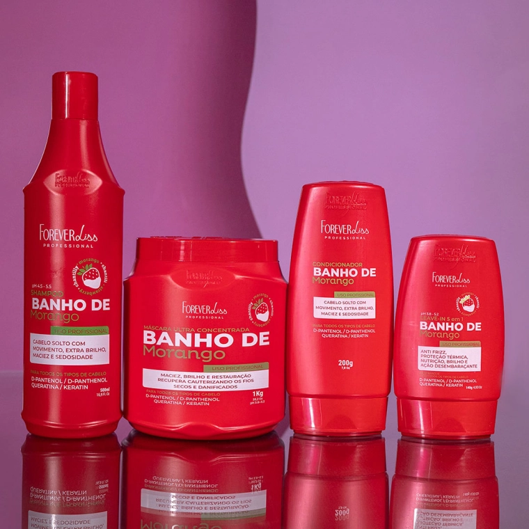 Produto Kit Banho de Verniz Morango Profissional Completo Forever Liss