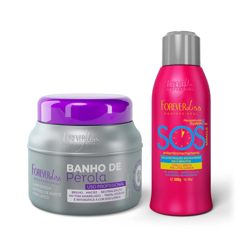 Produto Kit Máscara Banho de Pérola com Reconstrutor SOS Forever Liss