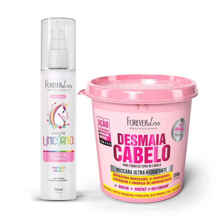 Produto Kit Máscara Desmaia Cabelo 350g com Magia de Unicórnio Forever Liss
