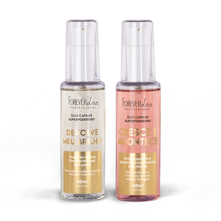 Kit Óleos Capilares Superpoderosos Brilho e Crescimento Forever Liss Produto Kit Óleos Capilares Superpoderosos Brilho e Crescimento Forever Liss
