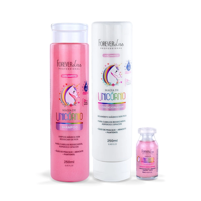 Produto Kit Shampoo, Condicionador e Ampola Magia de Unicórnio Forever Liss
