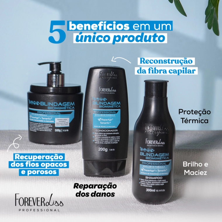 Produto Kit Shampoo, Condicionador e Máscara Blindagem Capilar - Forever Liss