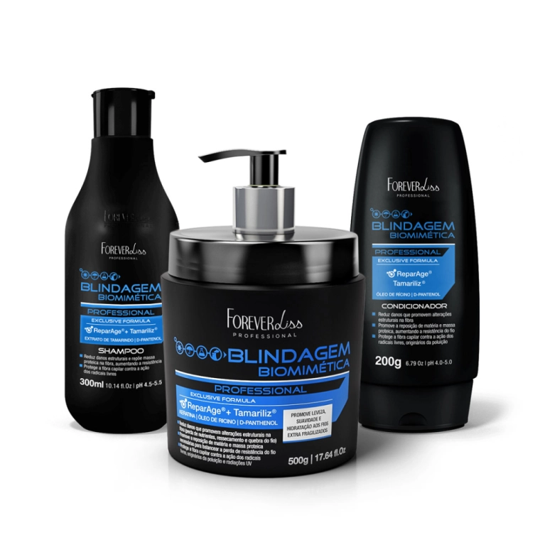 Produto Kit Shampoo, Condicionador e Máscara Blindagem Capilar - Forever Liss