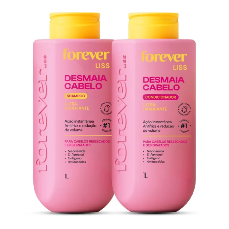 Kit Shampoo e Condicionador Desmaia Cabelo Forever Liss 1L Produto Kit Shampoo e Condicionador Desmaia Cabelo Forever Liss 1L