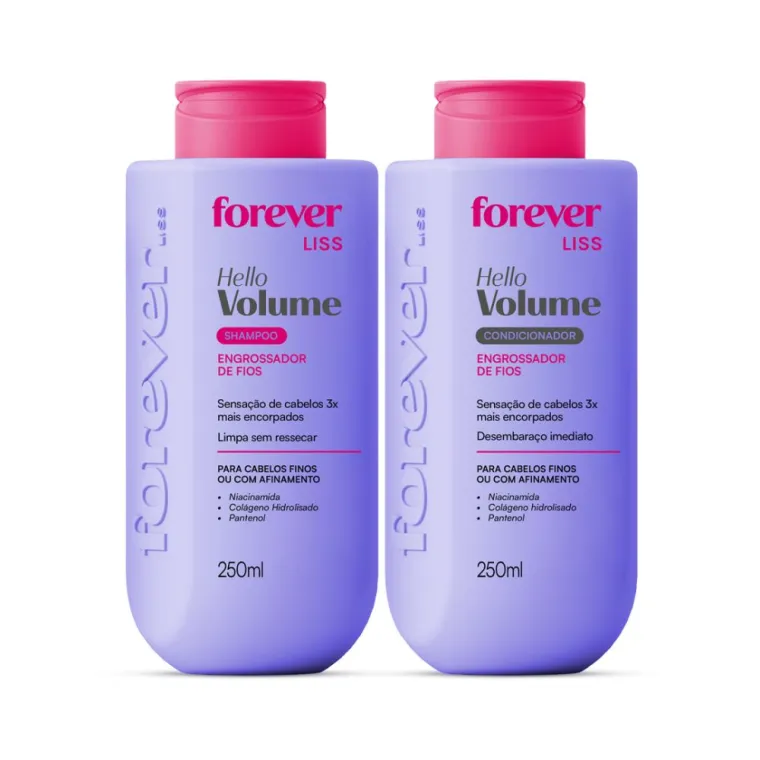 Kit Shampoo e Condicionador Hello Volume Forever Liss 250ml Produto Kit Shampoo e Condicionador Hello Volume Forever Liss 250ml