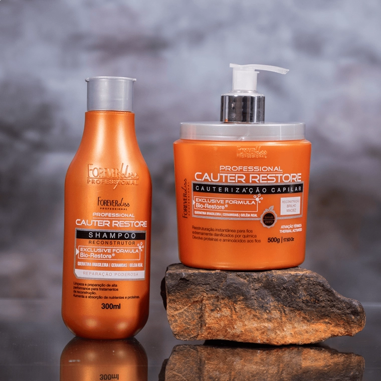 Produto Kit Shampoo e Máscara Capilar Cauterização Cauter Restore