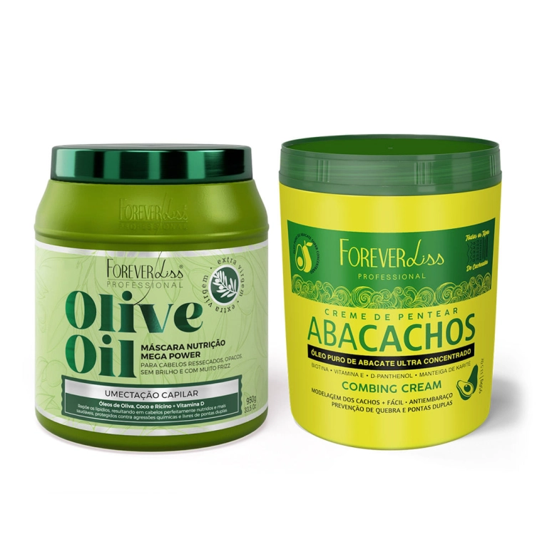 Produto Kit Umectação de Abacate com Máscara Olive Oil e Creme de Pentear Abacachos