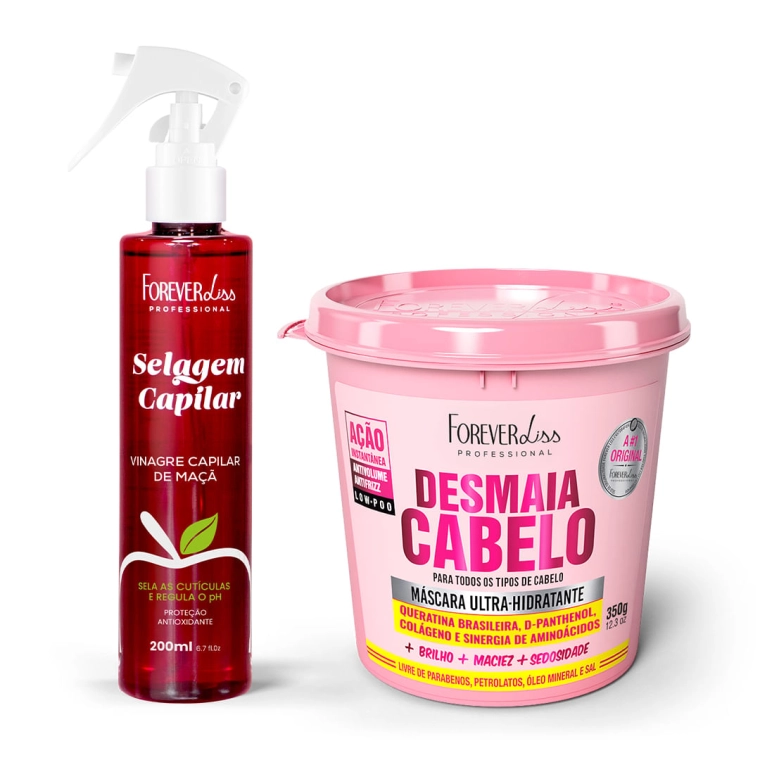 Produto Kit Vinagre Capilar com Desmaia Cabelo 350g Forever Liss