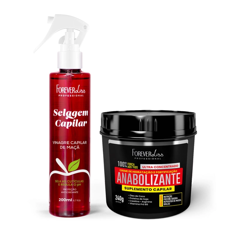 Produto Kit Vinagre Capilar com Máscara Anabolizante 200g Forever Liss