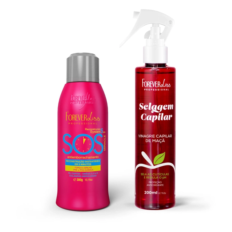 Produto Kit Vinagre Capilar com SOS Antiemborrachamento Forever Liss