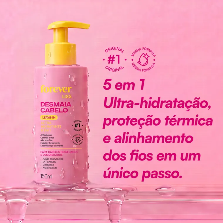 Leave-in 5 em 1 Desmaia Cabelo Forever Liss 150ml Produto Leave-in 5 em 1 Desmaia Cabelo Forever Liss 150ml