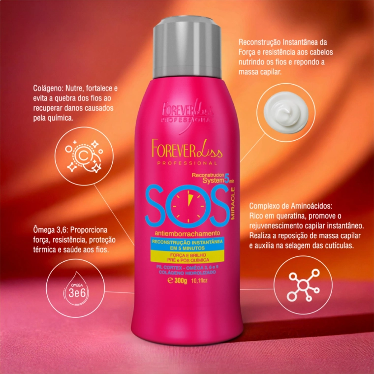 Produto Reconstrutor SOS Antiemborrachamento 300g - Forever Liss
