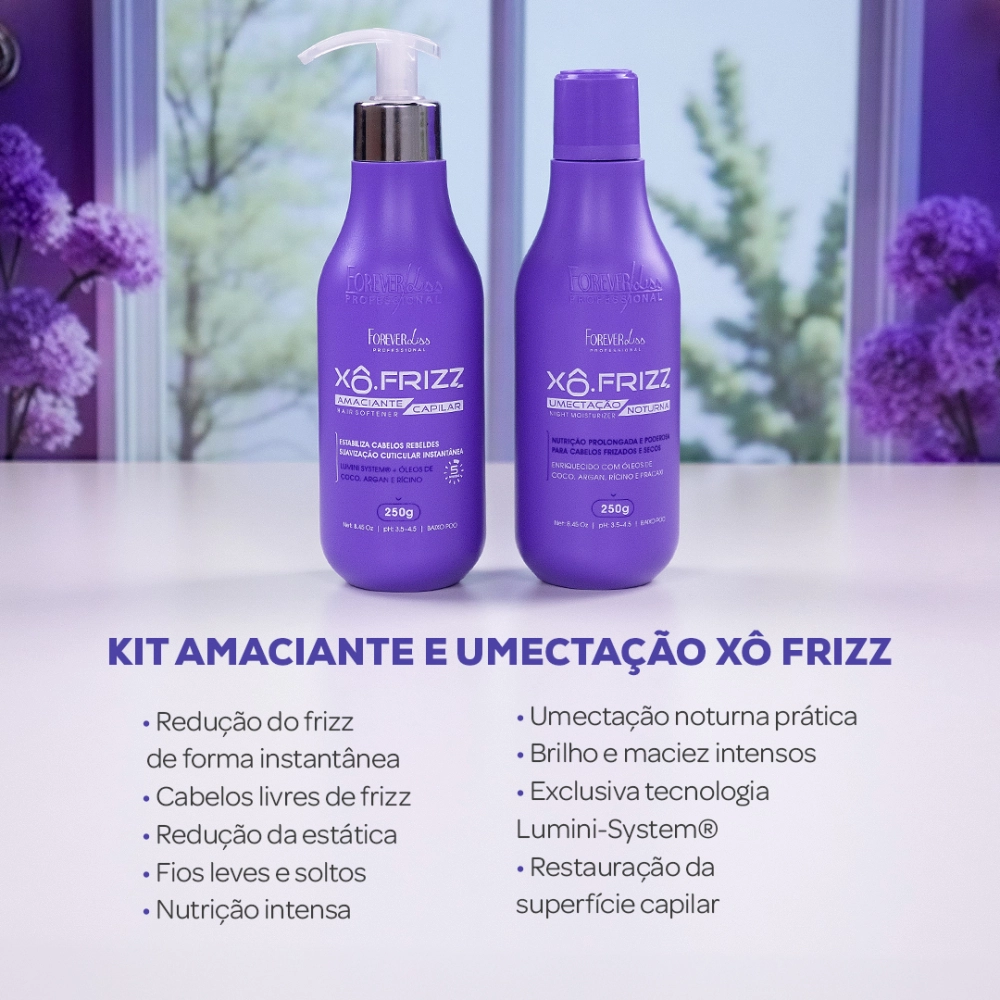Kit Amaciante capilar e umectação Noturna Xô Frizz Forever Liss