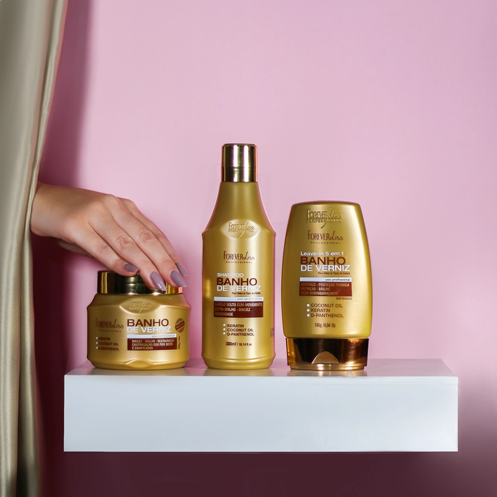 Kit Banho de Verniz com Shampoo Condicionador e Máscara 250g