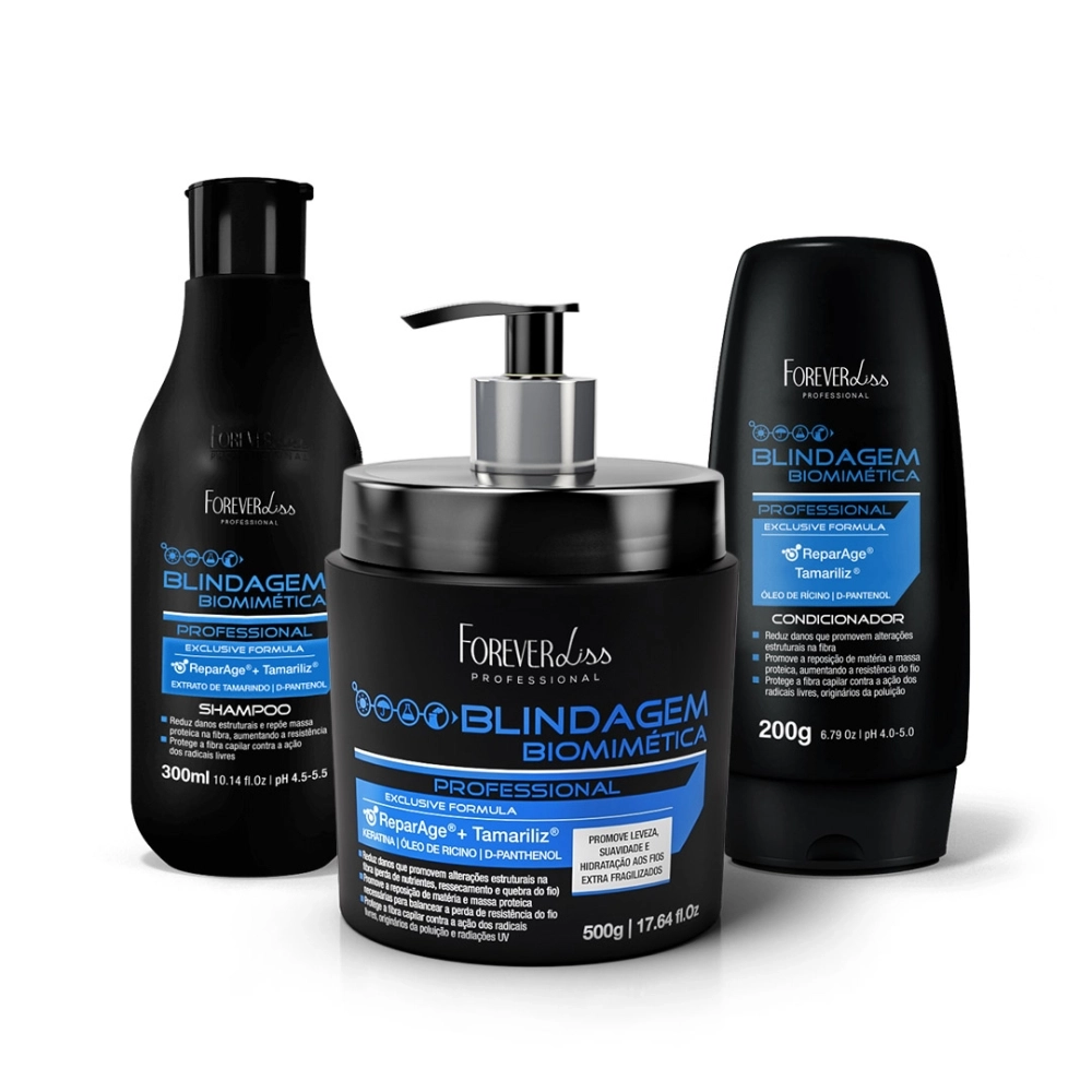 Kit Shampoo, Condicionador e Máscara Blindagem Capilar | Forever Liss