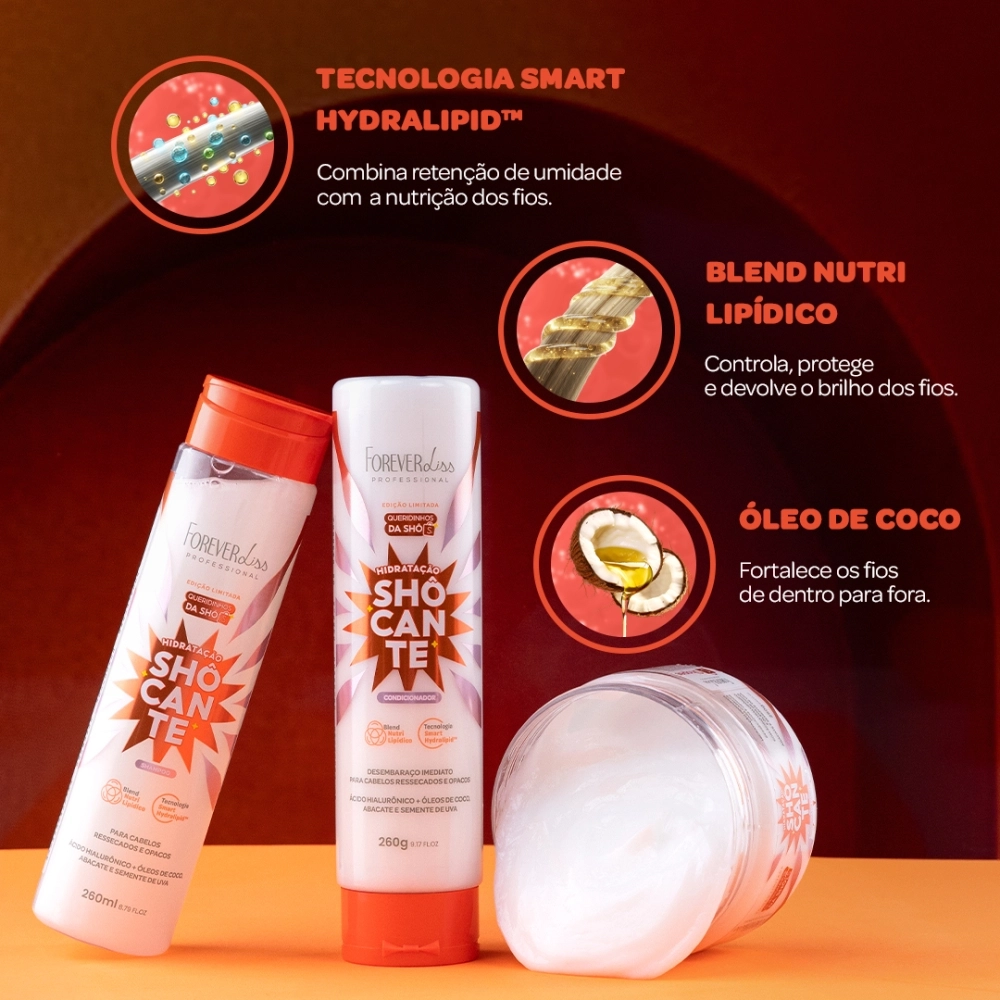 Kit Shampoo, Condicionador e Máscara Hidratação Shôcante Forever