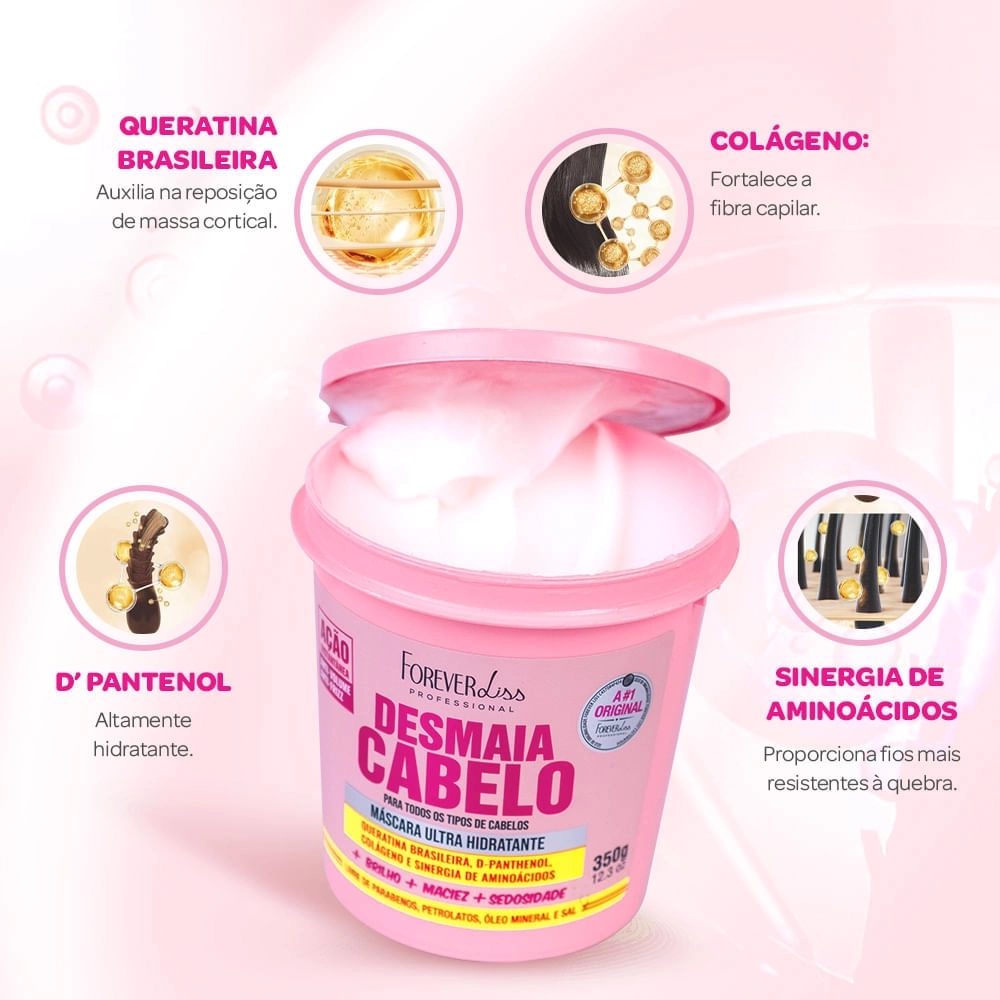Forever Liss Desmaia Haarmaske 350 G – Intensiv Feuchtigkeitsspendend Mit Kollagen & Keratin, Für Trockenes, Krauses Haar