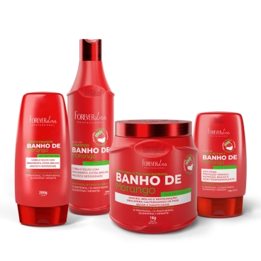 Kit Banho de Verniz Morango Profissional Completo Forever Liss Produto - Kit Banho de Verniz Morango Profissional Completo Forever Liss