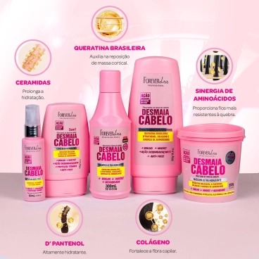 Produto - Kit Desmaia Cabelo Completo Forever Liss - Ganhe Escova Desembaraçadora