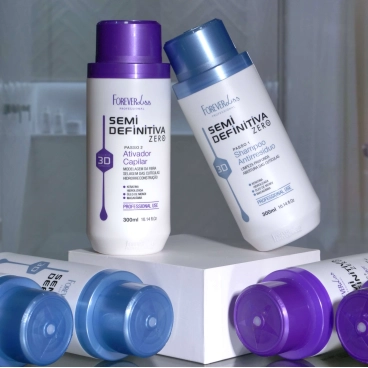 Produto - Kit Escova Semi Definitiva Zero 2x300ml com Blindagem Capilar Forever Liss