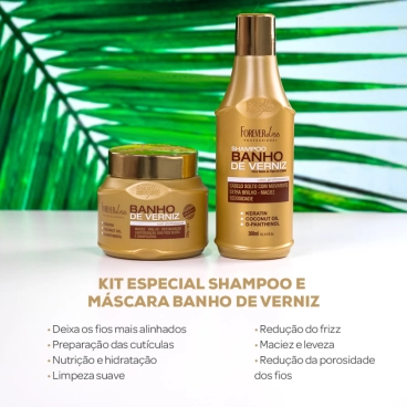 Produto - Kit Especial Banho de Verniz Forever Liss com Shampoo 300ml M&aacute;scara 250g