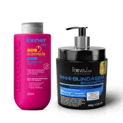 Produto Kit SOS Reconstrução 250ml e Blindagem Biomimética Forever Liss 500g